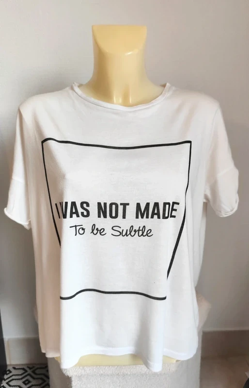 Tshirt ample bicolore blanc et noir style minimaliste T36/38 - Jennyfer